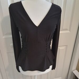 WHBM black long sleeved cute top